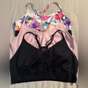 3 sports tops (black, pink and floral)
